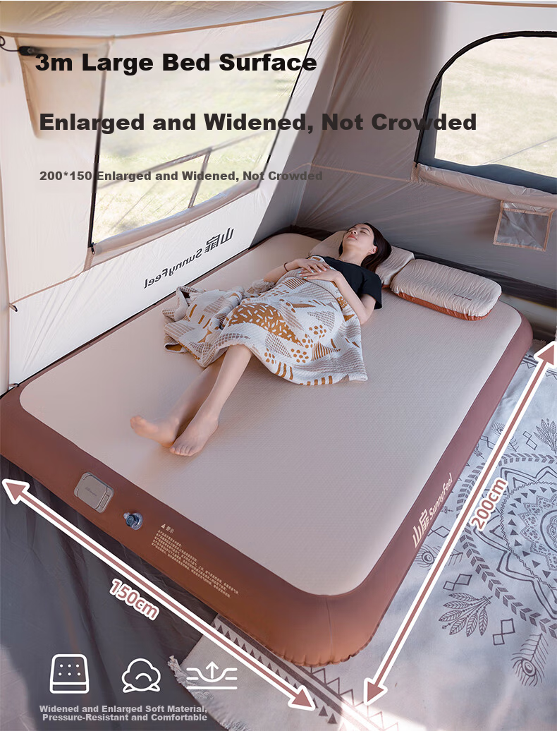 Shanfei Fengmian Self-Inflating Air Mattress Outdoor Camping Air Pad Floor Sleeping Mat Home Use Inflatable Sleeping Pad Three-Person Size 9