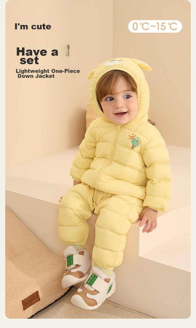 BALABALA Baby Down Jacket Infant Lightweight One-piece Romper Bodysuit Toddler Winter Clothes Boys Girls Cute Cartoon 2