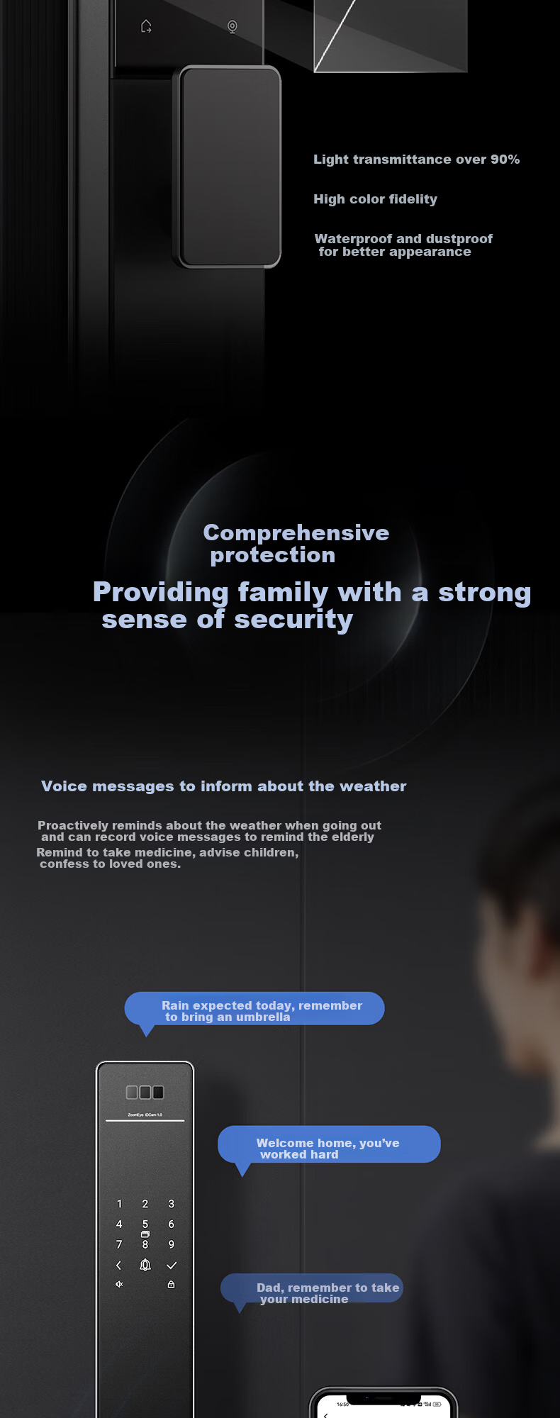 Haier Dual-Camera Palm Vein Facial Recognition Fingerprint Password Smart Door Lock P500Pro for Home Entry 6