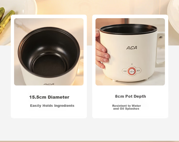 ACA Price Protection 618 Electric Cooking Pot Dormitory Small Electric Pot Electric Steamer Student Dormitory All-in-One Instant Noodle Mini Hot Pot Multifunctional Electric Heating Pot Z100 6
