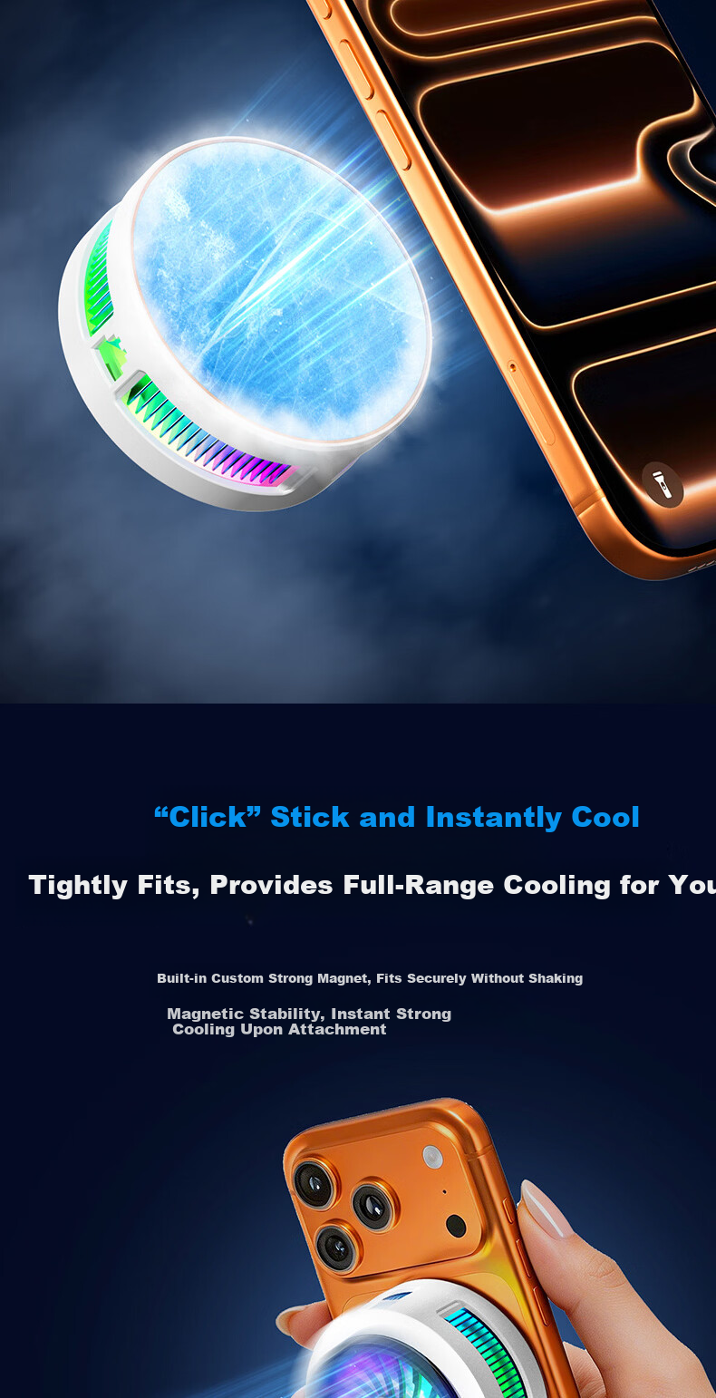 Zhiguozhe Top-Ranked Magnetic Cooling Clip Phone Cooler Semiconductor Cooling Pad for Gaming Live Streaming Compatible with Apple and iQOO 13