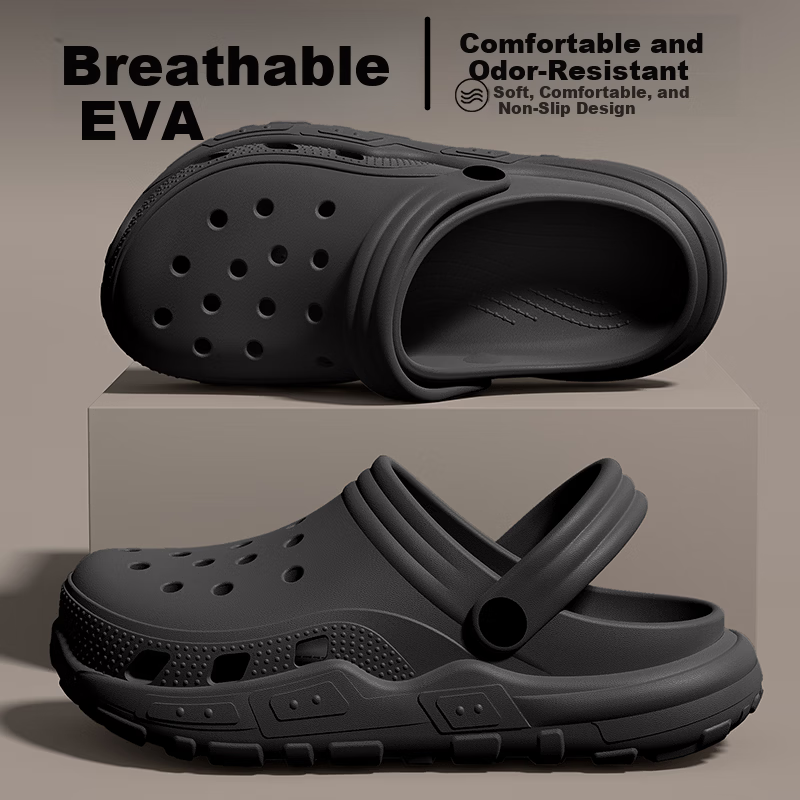 Gogaman Men's Summer Outdoor Beach Non-Slip Wear-Resistant Thick-Soled EVA Odor-Resistant Sandals Slippers