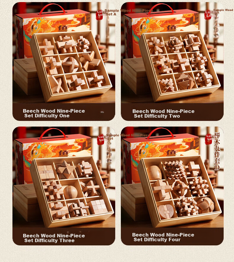 Five-Tail One-Corner Luban Lock Complete Set Educational Puzzle Toy Kongming Lock High Difficulty Unlocking for Children Boys Girls Ages 8-12 Birthday Gift 4