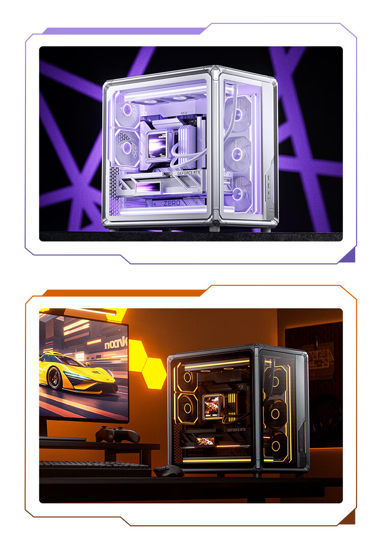 JONSBO XA-240W Shadow Blade White 12CM x2 Case Fans (Dual Frame Lighting/Color Block Design/2-in-1/ARGB Sync/PWM Male-Female Connectors) 2