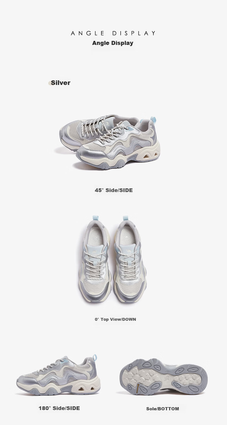 CAMEL Cute Ugly Women's Thick-Soled Sports Shoes Lightweight Versatile Casual Dad Sneakers L26SXG3169 Silver Size 38 16