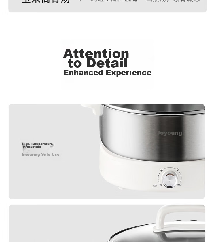 Joyoung 6L Multifunctional Electric Hot Pot 2200W High Power Non-Stick Detachable Stainless Steel Steamer HG60-GN64 21