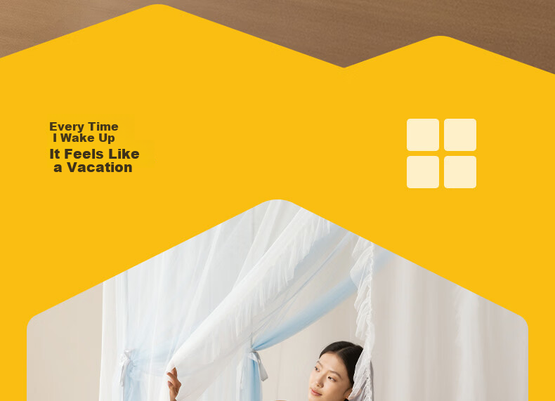 MEDOGA 2026 New A-Class Princess Style Floor-Length Premium Indoor Bed Canopy Mesh Mosquito and Dust Proof 1.8m Light Tea Color 7