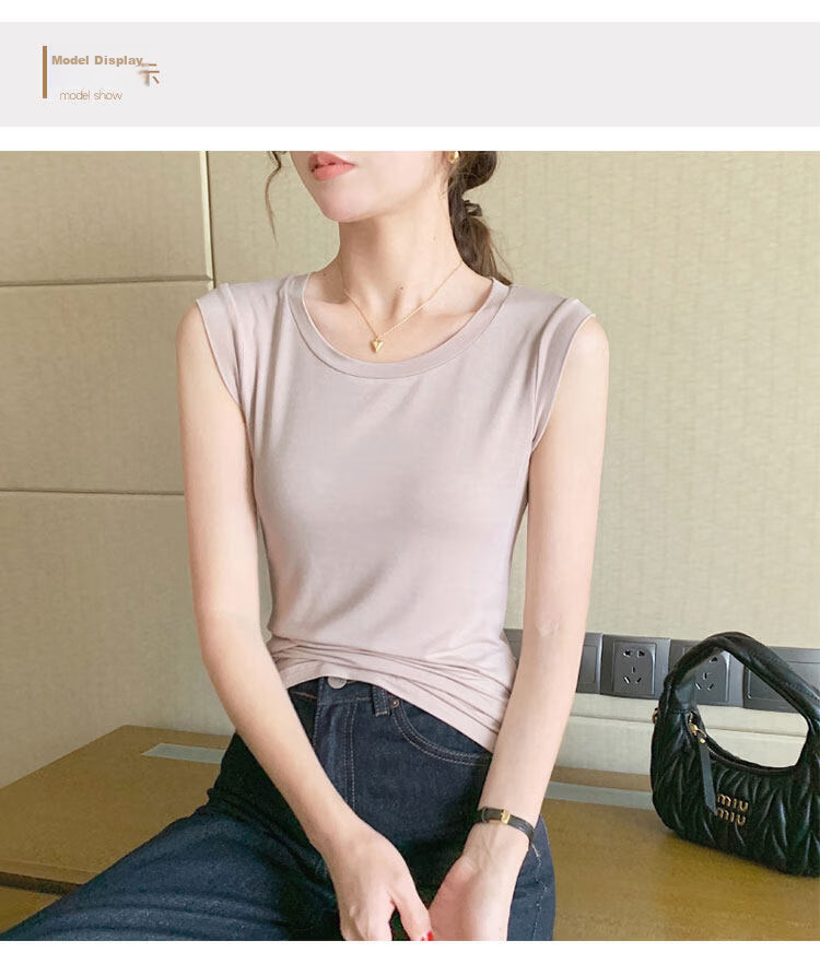 Modal Women's Tank Top Summer Sleeveless T-Shirt Basic Innerwear High-End Thin Vest M 7