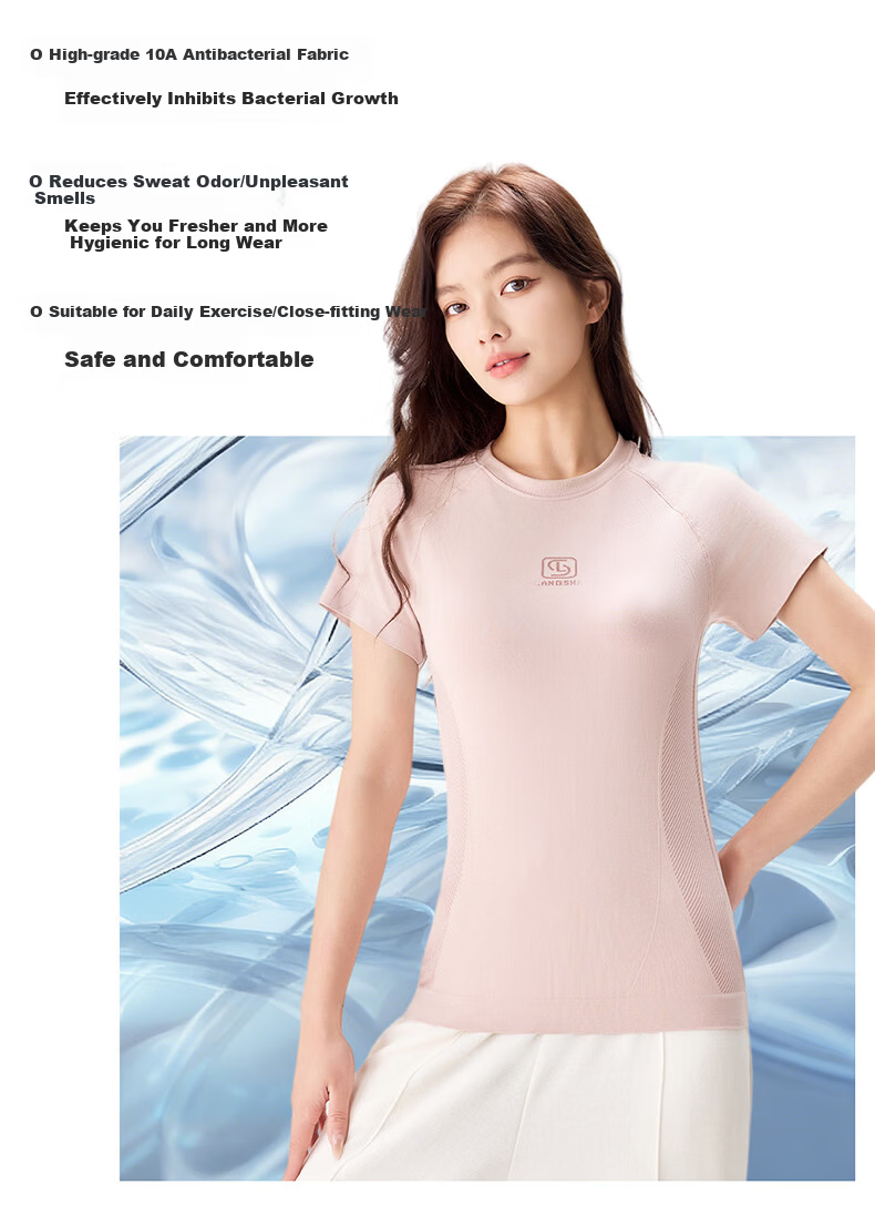 Langsha Women's Short Sleeve Summer Quick-Dry T-Shirt 10A Antibacterial Moisture-Wicking Ice Cooling Breathable Sports Running Top NS1940 4