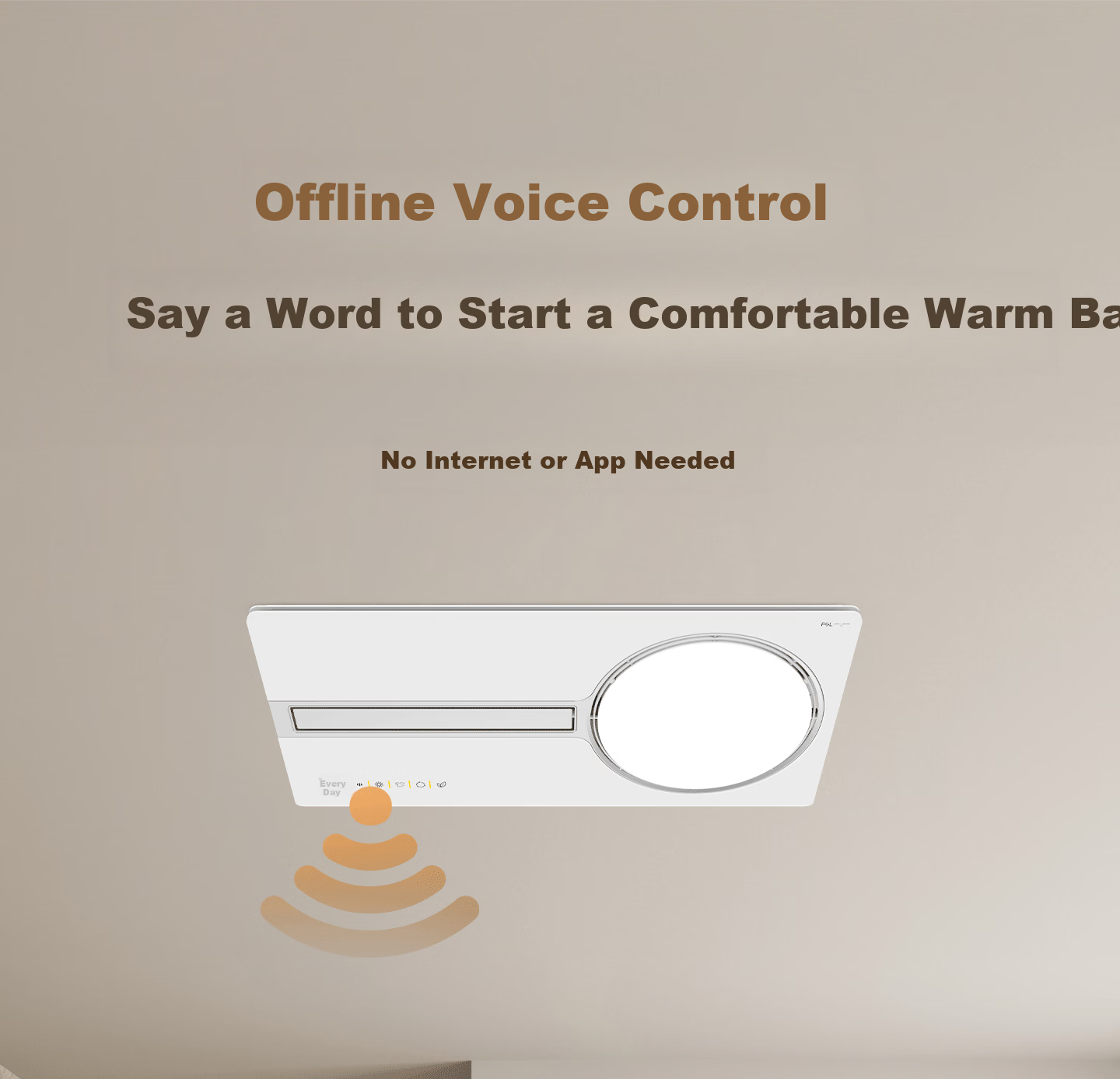 Foshan Lighting Smart Thermostatic Warm Air Bathroom Heater with Lighting and Exhaust, Ring-shaped OH Ion Sterilization, AI Voice Control X1 17