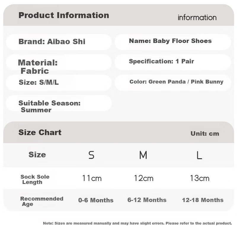 Aibao Baby Toddler Walking Shoes Summer Thin Mesh Floor Shoes Soft Sole Sandals for Boys and Girls Panda Size S T290