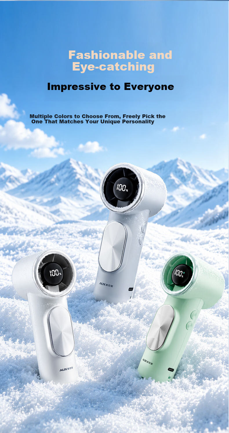 AUX Handheld Portable USB Mini Fan Long Battery Life Quiet High-Speed Energy-Saving Rechargeable Office Cooling Fan 16