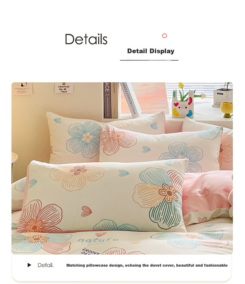 Hengyuanxiang 100% Cotton Four-Piece Set Double 1.5/1.8m Bedding Cotton Antibacterial Sheet Duvet Cover 200*230cm 10