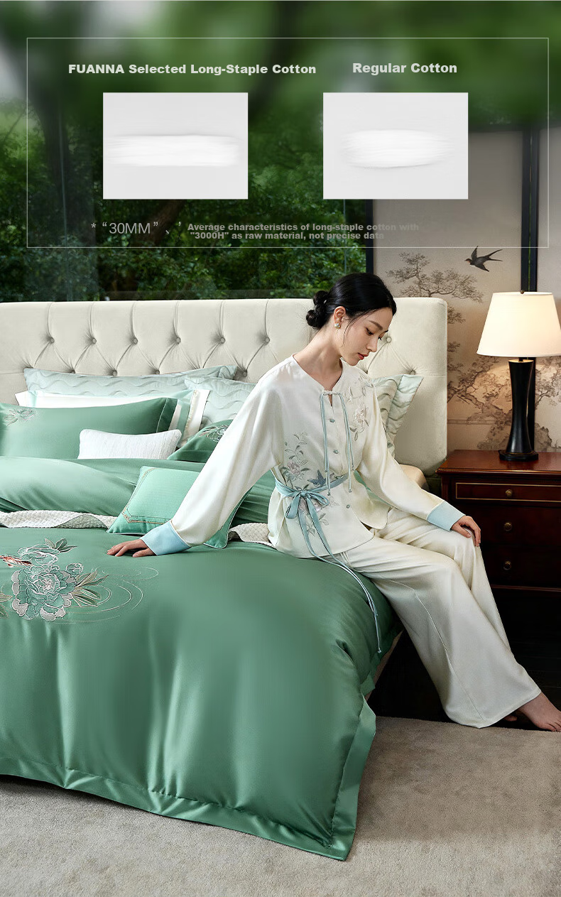 FUANNA Bedding Set, Four Pieces, 140 Thread Count Double-Ply Sateen, Digital Printed Pattern, for Single Or Double Bed, 203*229cm 6