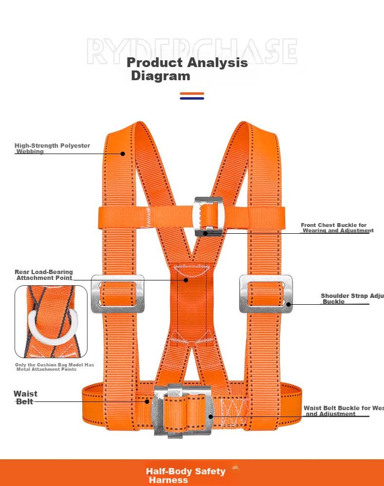 LPT Five-Point Safety Harness High-Altitude Work Half-Body Belt Double Hook Construction Site Wear-Resistant Safety Rope Set Five-Point Single Large Hook 3 Meters 6