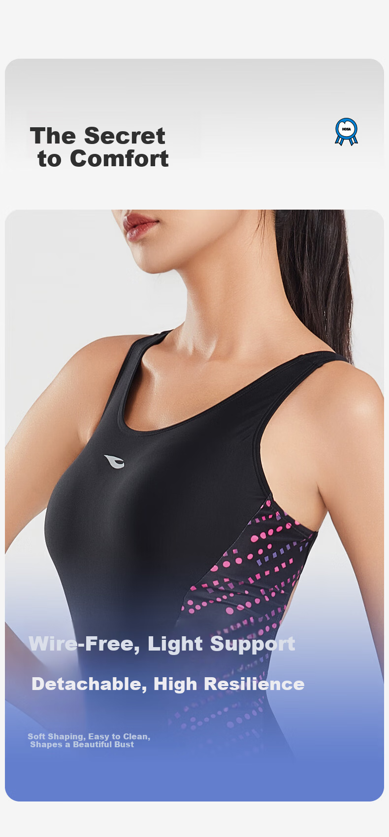 Hosa Women's One-Piece Square Leg Swimsuit New Racing Training Swimwear Plus Size Adult 9