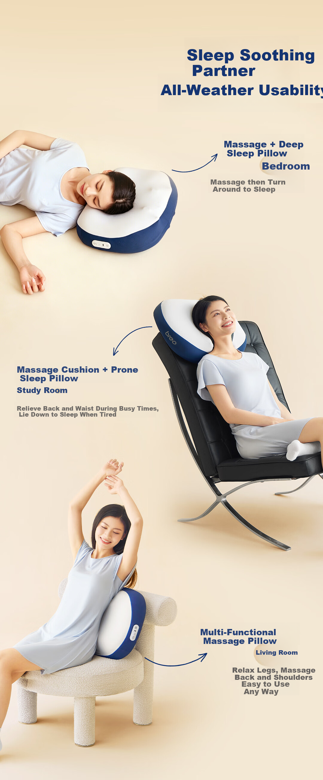 Breo PS1Lite Sleep Aid Massage Pillow [Sun Yingsha Edition] Cervical Spine Massager Shoulder and Neck Massager Trapezius Neck Sleep Aid Birthday Gift Price Guarantee 618 10