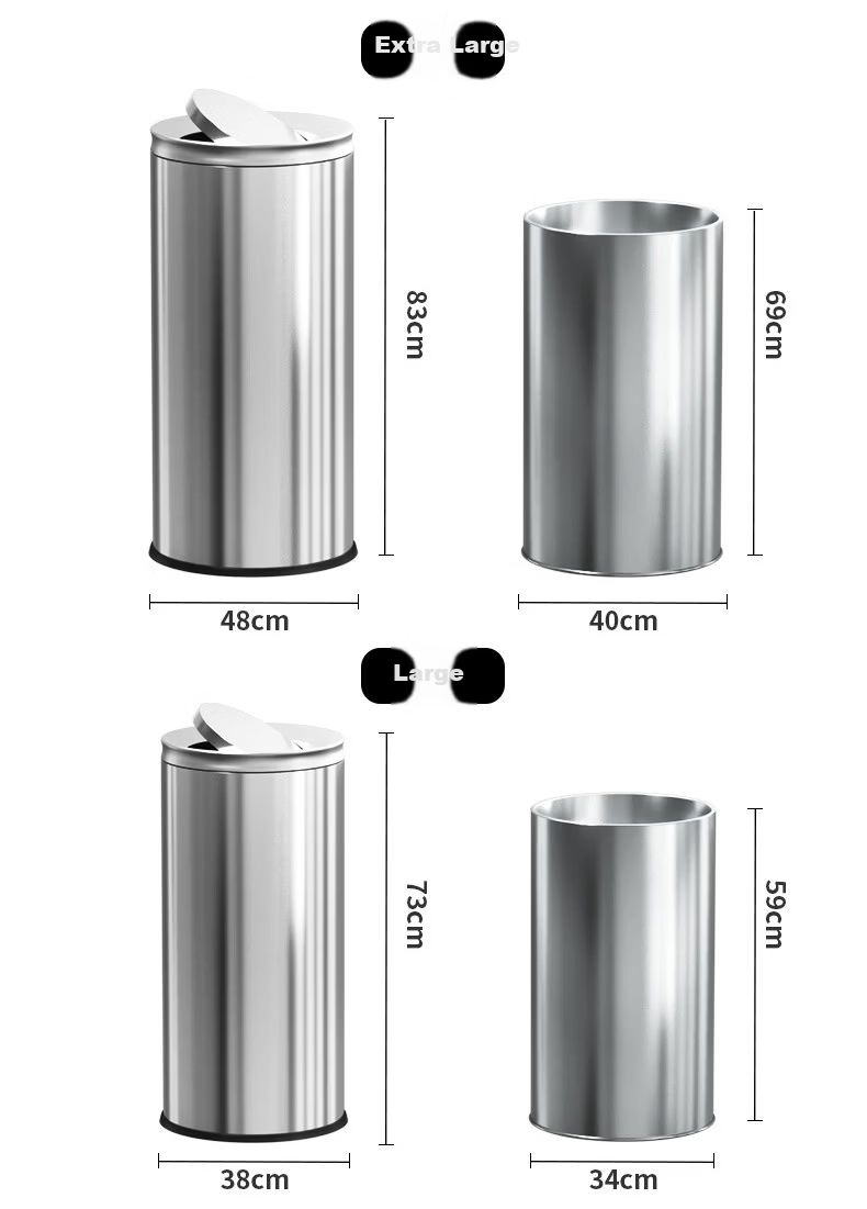 Supercloud Stainless Steel Trash Can Large 60L Flip-Top Upright Indoor Outdoor Mall Hotel Swing Lid Hong Kong Style Garbage Bin 12
