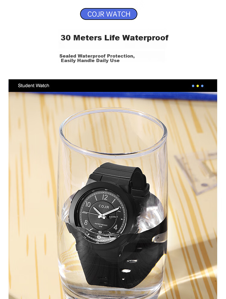 COJR Student Watch for Boys Analog Silent Luminous Waterproof Weekday Electronic Quartz for Middle and High School Exams 7