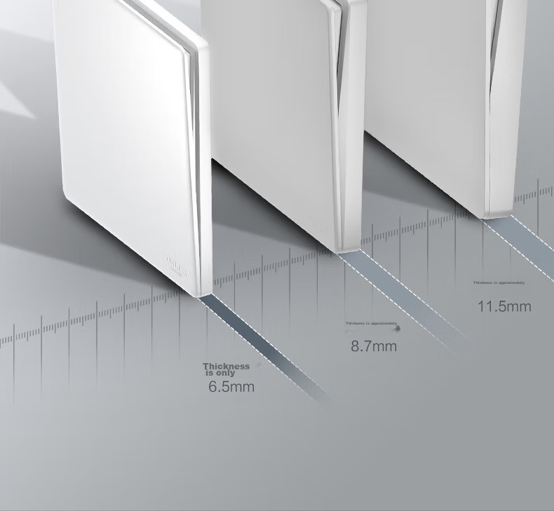 DELIXI CD260 86-Type Ultra-Thin Glossy White Large Panel Single Pole Double Control Switch 7