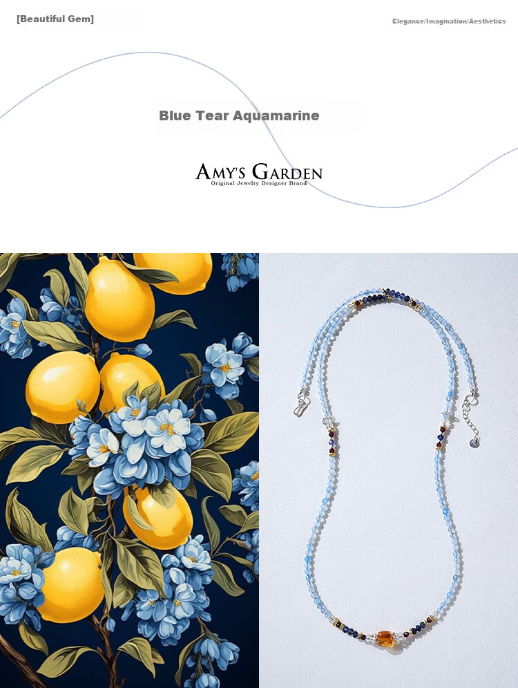 AMY’S GARDEN Natural Aquamarine Necklace Women Yellow Citrine Bracelet Jewelry Price Guarantee 618 Birthday Gift for Girlfriend 1