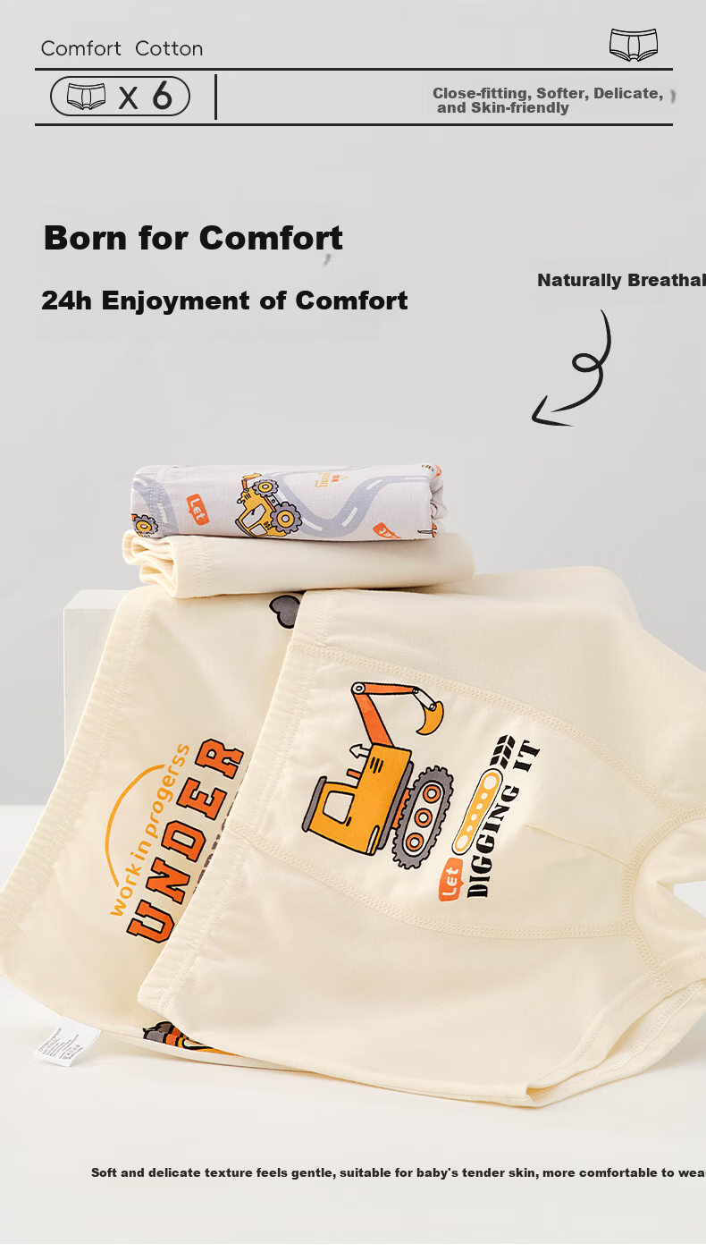 Cotton Boys' Underwear Children's Pure Cotton Class A Developmental Period Boys' Boxer Briefs for Ages 6-12 1