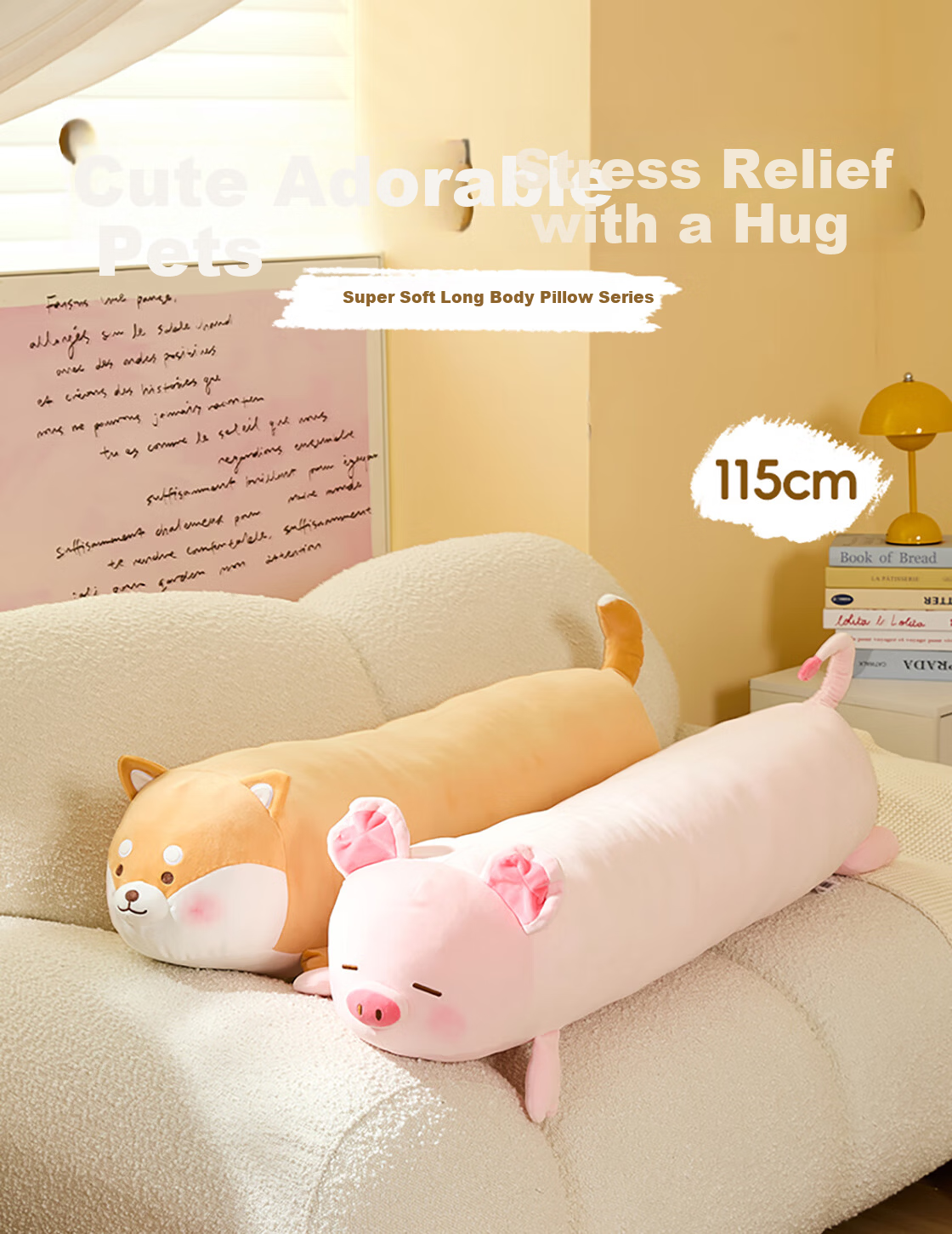 MINISO Gift Bear Series - Lying Pose Hug Pillow Bed Backrest Side Sleep Leg Hugging Doll Pillow Cushion Sofa Lumbar Pillow 1