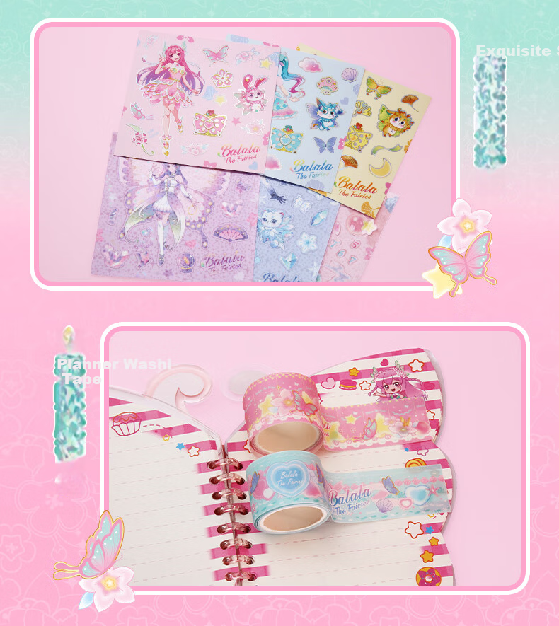 AULDEY Balala Little Magic Fairy DIY Diary Gift Box Plush Neutral Pen Bookmark Girls Stationery Pretend Play Birthday Gift 6