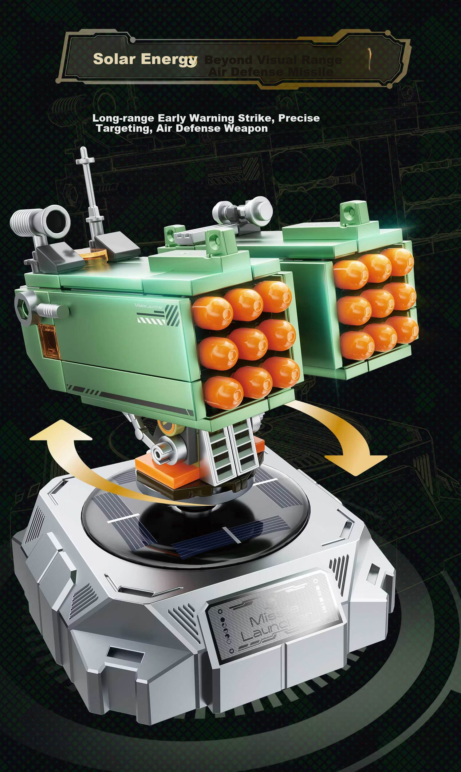 F5 Children's Building Blocks Anti-Aircraft Military Assembly Model Solar Toy for Ages 6-8-12 Boys and Girls Birthday Gift 5