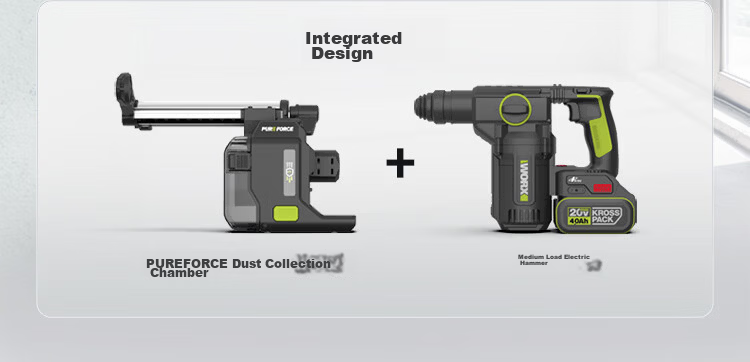 WORX 20V Cordless Lithium Battery Hammer Drill WU385.9 (Bare Tool) Rechargeable Impact Drill Electric Concrete Power Tool 5