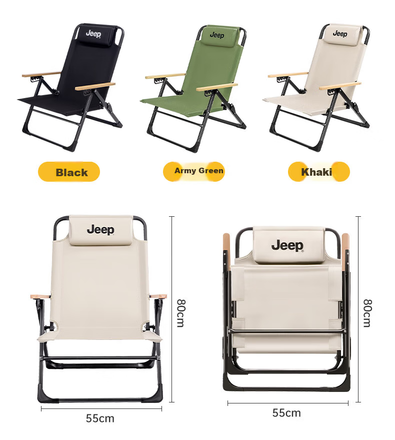 JEEP Outdoor Camping Folding Recliner Portable Picnic Ultra-Light Fishing Beach Kermit Chair - Army Green 18