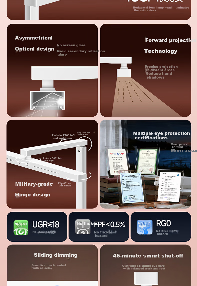 Kuka Clip-On Eye Protection Desk Lamp Desktop Street Lamp Hanging Wall-Mounted Bookshelf Light Children's Student Study Reading Lamp 3