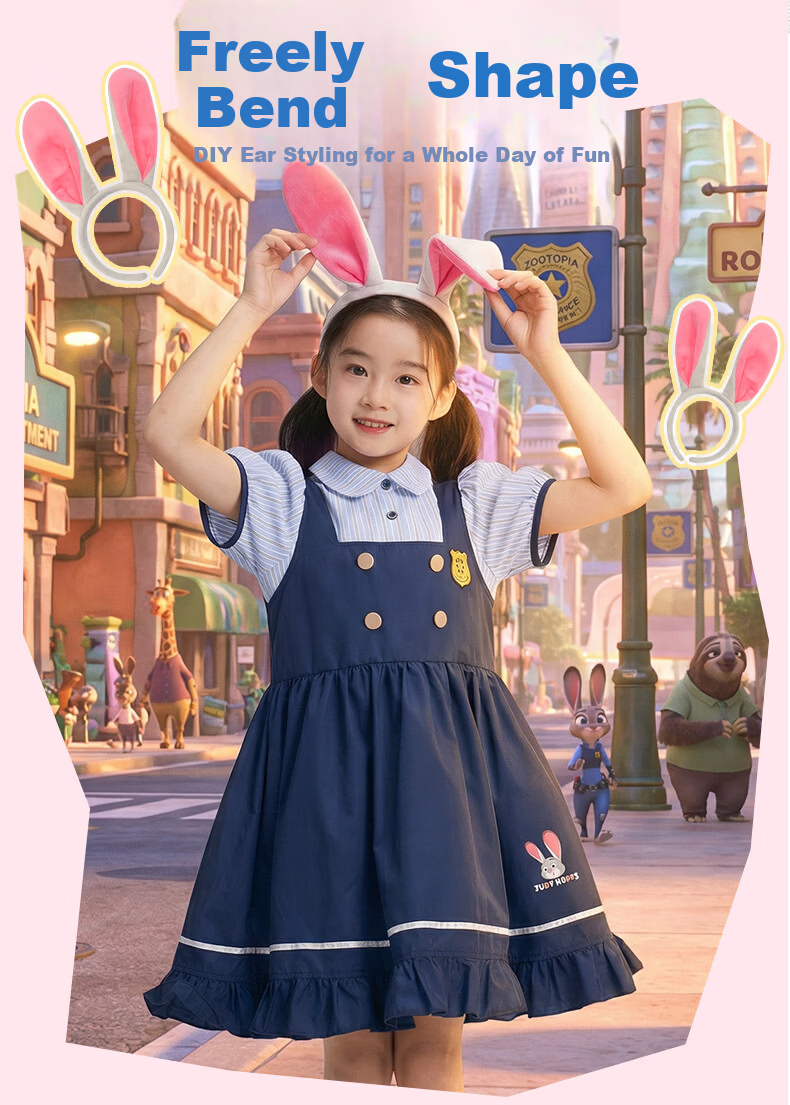 Disney Zootopia 2026 Summer Sam Style Girls' Bunny Cosplay Short Sleeve Dress 140 CM 5