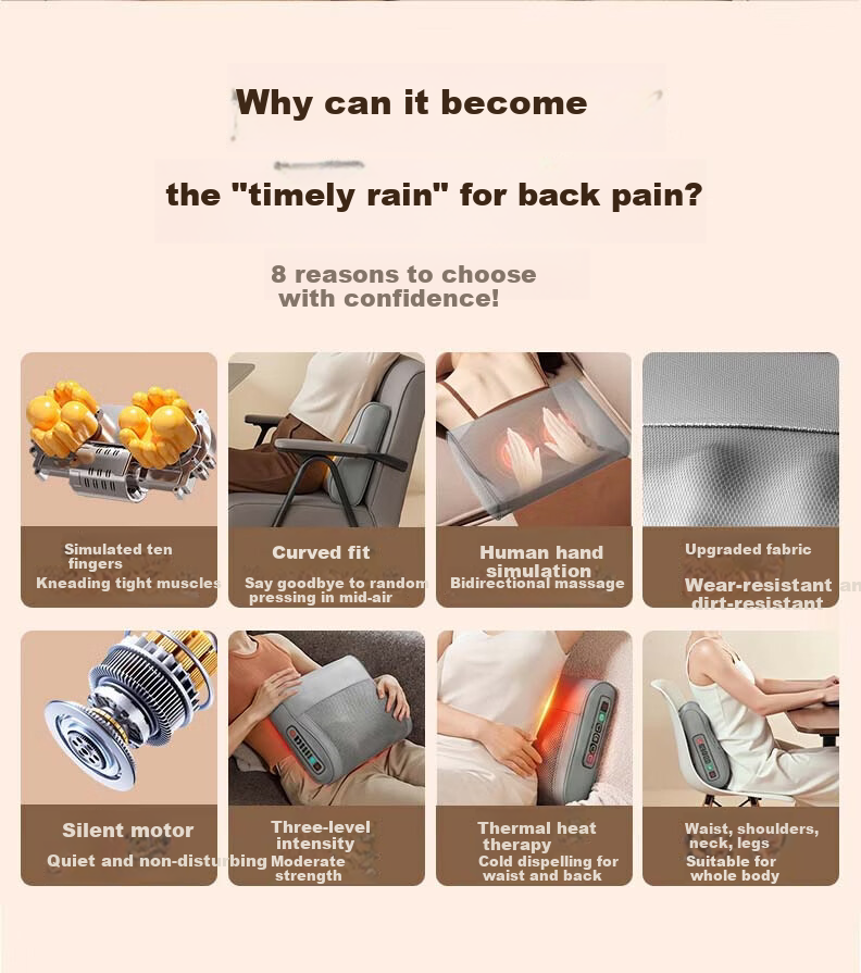 KONKA Waist Massager Shoulder Neck Back Lumbar Muscle Strain Female Cervical Lumbar Cushion Kneading Office Waist Support Practical Birthday Dragon Boat Festival Father's Day Gift for Men and Women Da 8