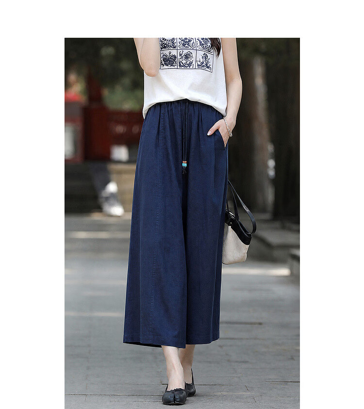 Demana [100 Lyocell] Summer Lightweight Nine-Point Tapered Beaded Drawstring Elastic Waist Petite Women's Casual Pants 14