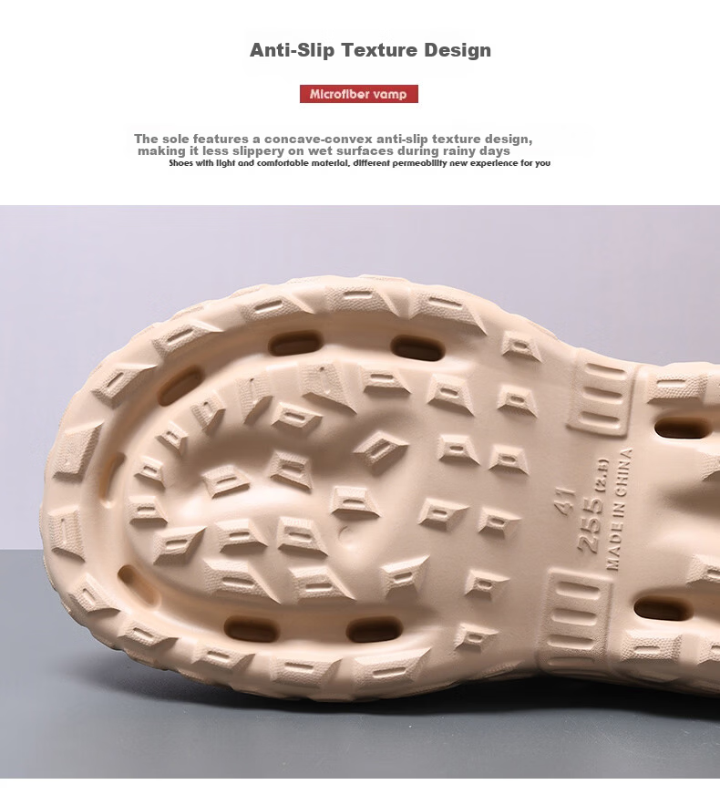 PLAYBOY Men's Summer 2026 Thick-Soled Closed-Toe Sandals Comfortable Thick-Soled Beach Shoes Khaki Size 40 7