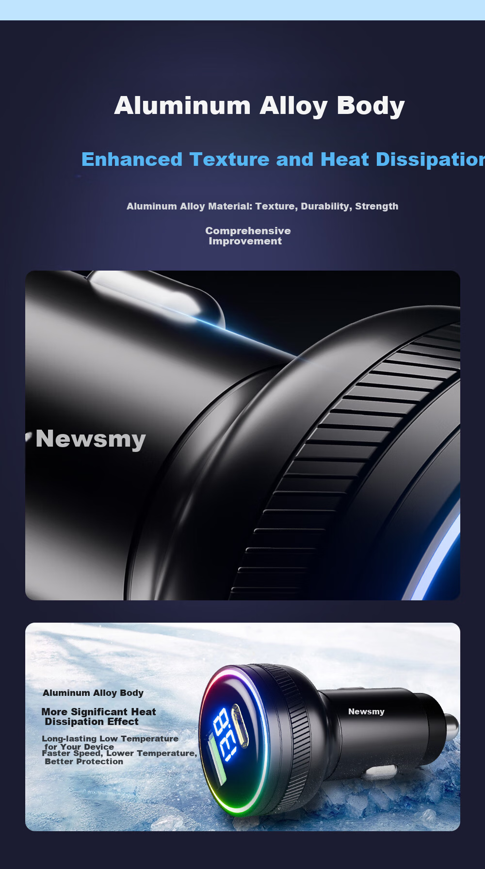 Newsmy 100W Car Charger Super Fast Charging Compatible with OnePlus Realme Huawei Supports OPPO/VIVO Dual Port Fast Charging 11