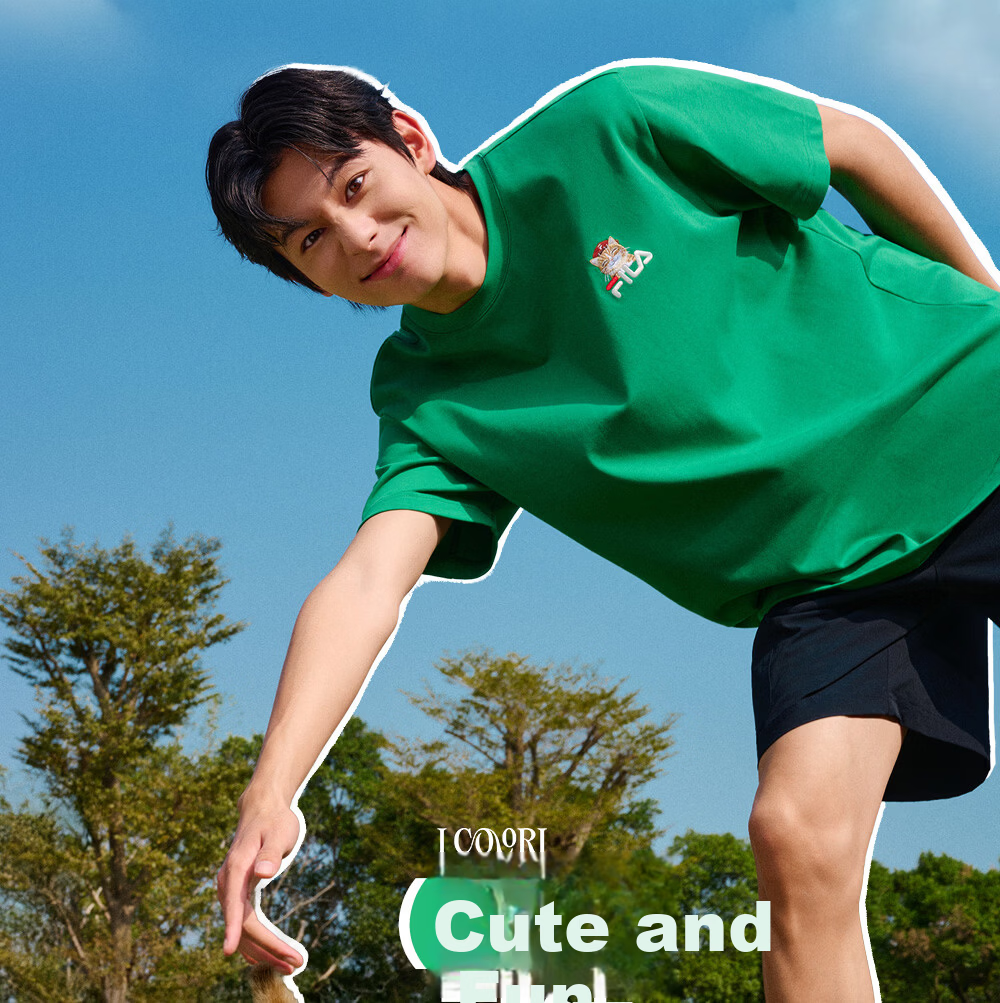 FILA Official 2026 Summer Couple Short Sleeve T-Shirt Casual Loose Fit Cotton Cat Knit Tee 5