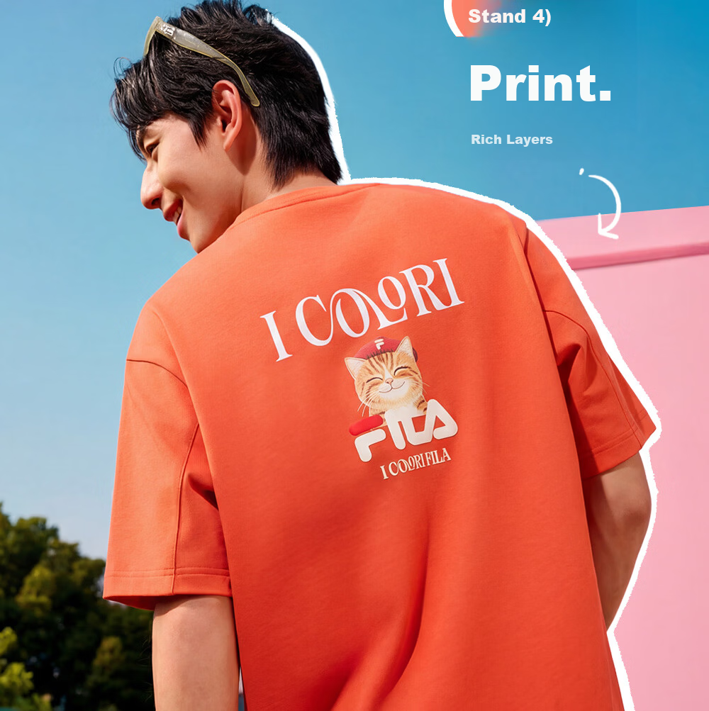 FILA Official 2026 Summer Couple Short Sleeve T-Shirt Casual Loose Fit Cotton Cat Knit Tee 8