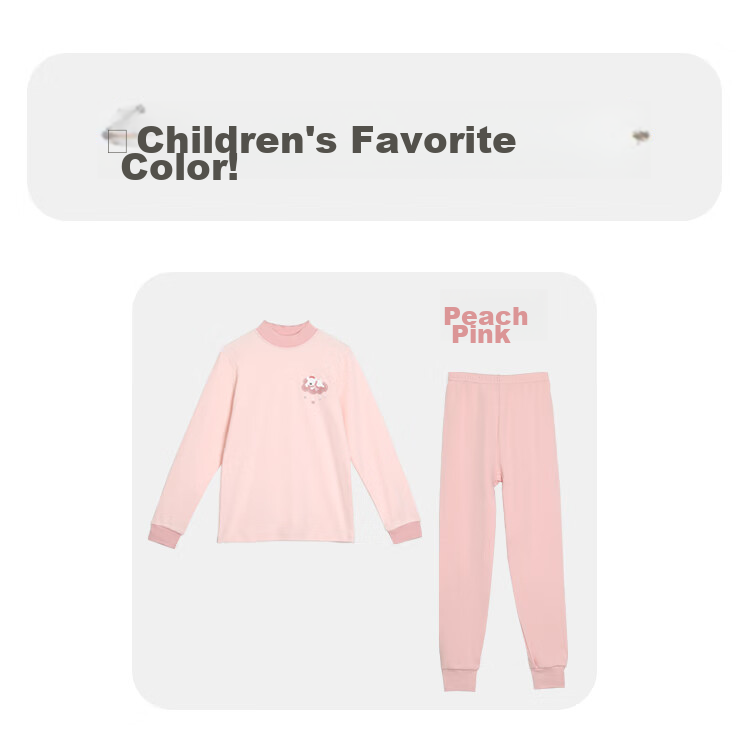 Hodohome Children's Autumn Underwear Set, Girls' Pure Cotton 7A Grade Antibacterial Semi-Turtleneck Thin Warm Underwear Set 118 150 37