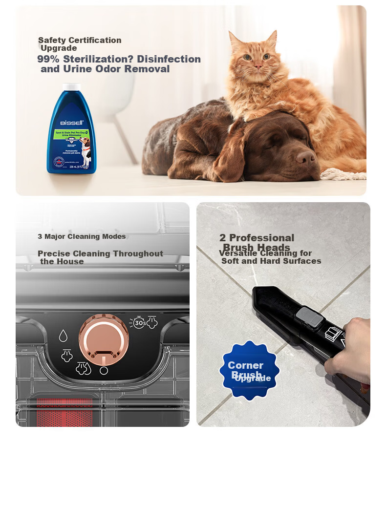 BISSELL Steam Cleaning Kit High-Temperature Steam Cleaner Mite Removal Sterilization All-in-One Washer High-Pressure Air Conditioner Cleaner Sofa Carpet Cleaner Household Mop Tool 6