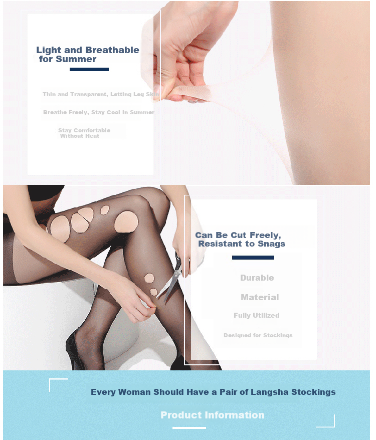 LangSha No-Drop Open Crotch Stockings Women's Sexy Black Sheer Ultra-Thin Transparent Temptation Hot Pantyhose Black Stockings 2 Pairs 4