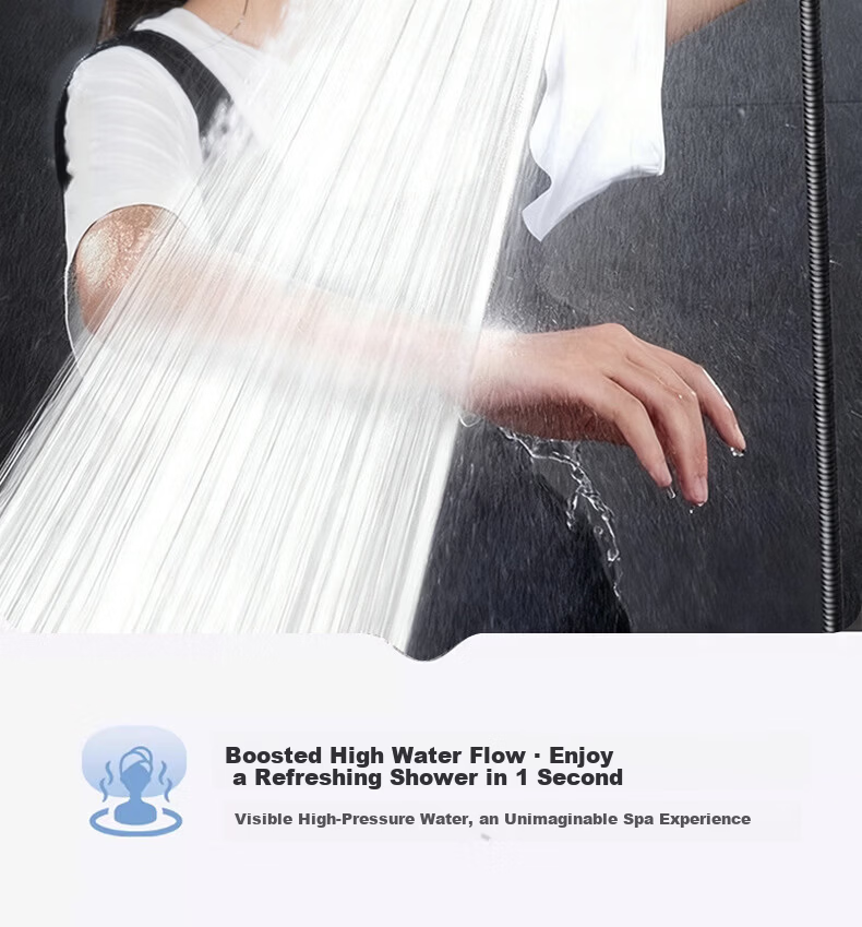 IVORPO [Germany] Turbo Boost Shower Head Set Handheld High-Pressure Powerful Water Flow Showerhead 5