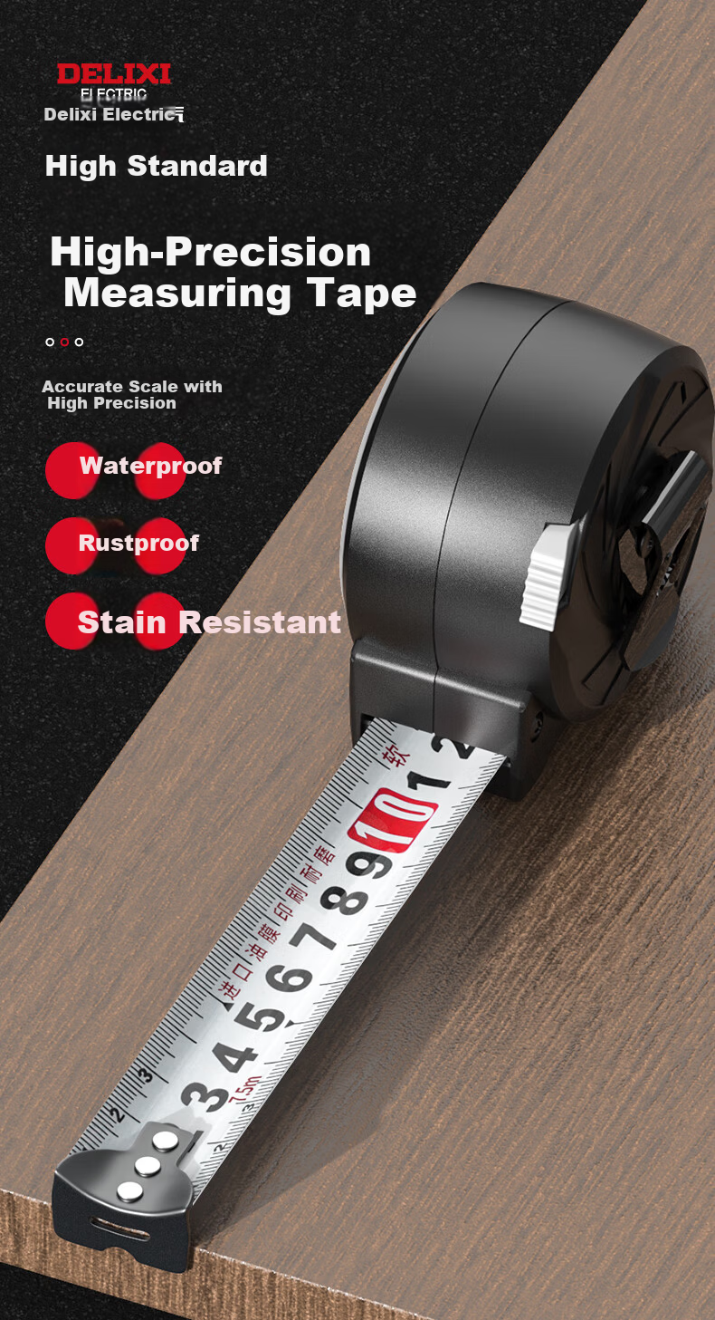 Delixi 5m Thickened Hardened Steel Tape Measure Household 3m Box Tape 10m Measuring Tape 2