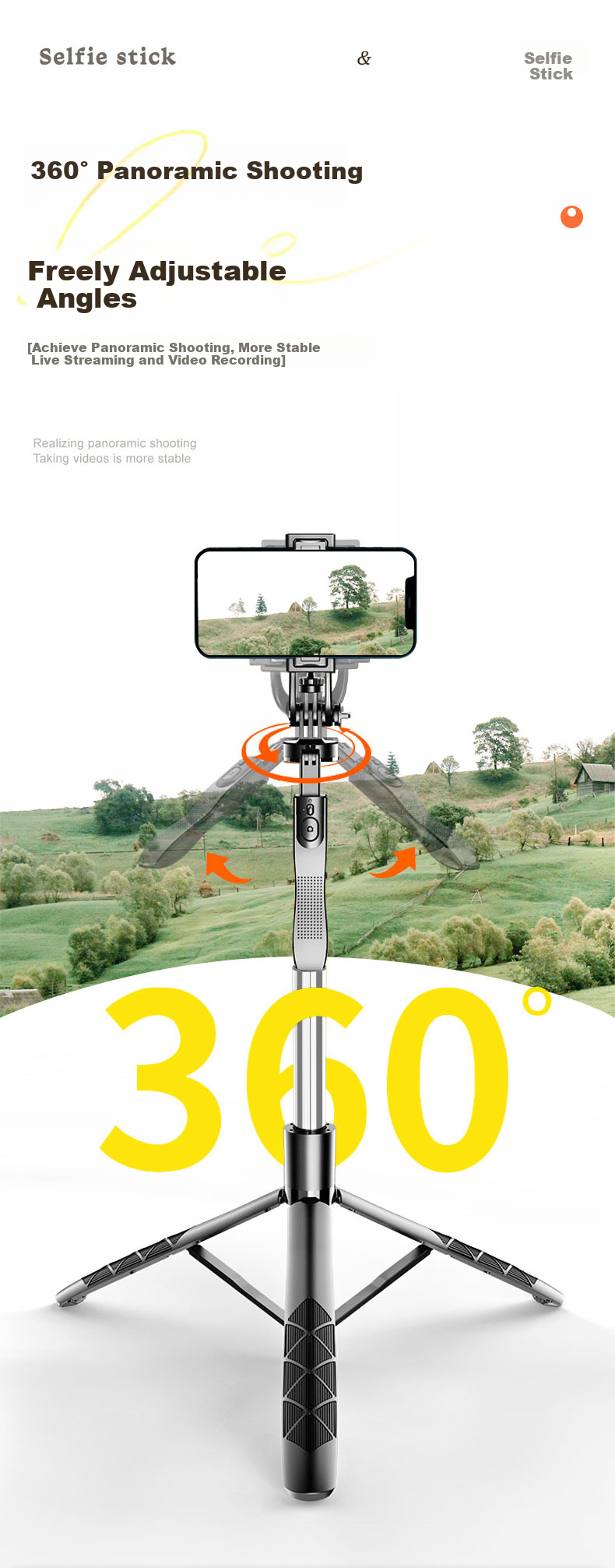 Liangdianpai L16SS Selfie Stick Tripod Selfie Tool Floor Phone Holder Anti-Shake Photo Universal Live Streaming Stand 360-Degree Rotating Handheld Travel Portable Outdoor Shooting Mount 4