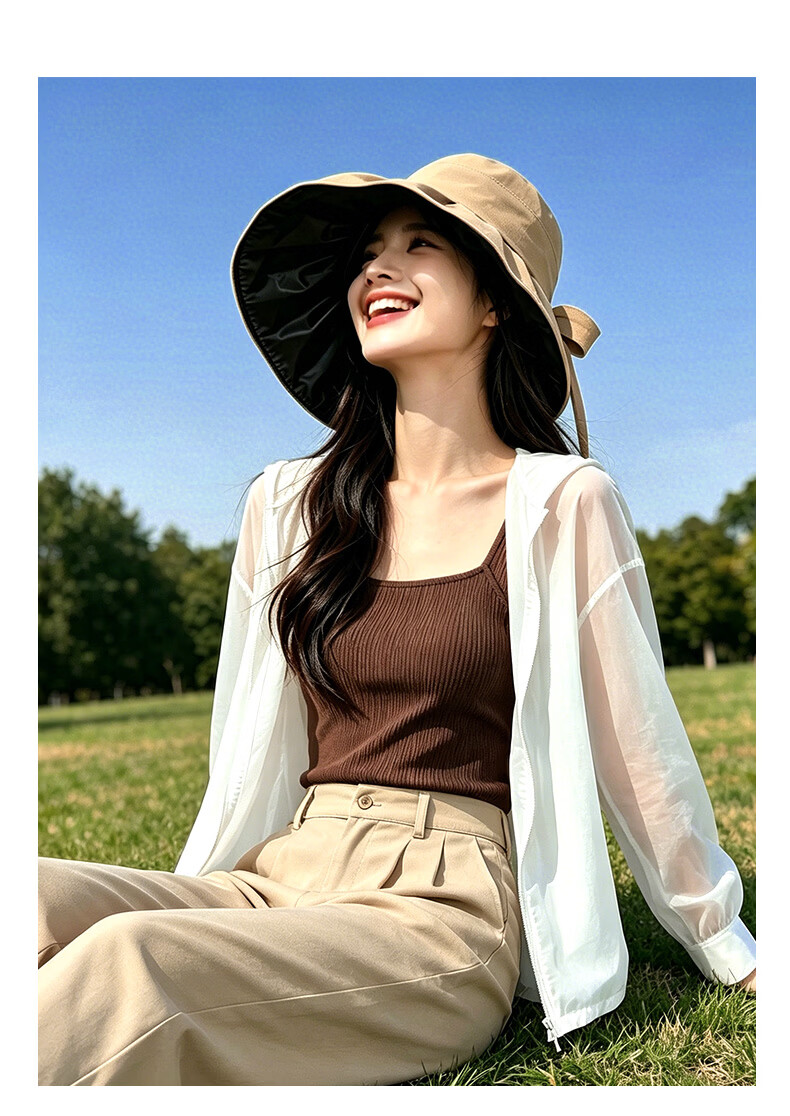 FitonTon Sun Protection Hat for Women, Summer Black Gel Beach Sun Hat, UV Protection Wide Brim Outdoor Versatile Cool Hat 17