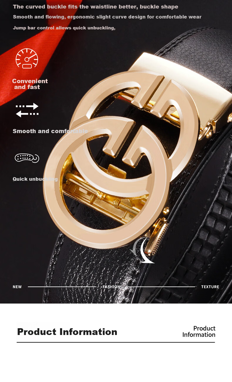 TUCANO Men's Genuine Leather Automatic Buckle Business Casual Belt Birthday Gift for Boyfriend Husband Dad Father 6