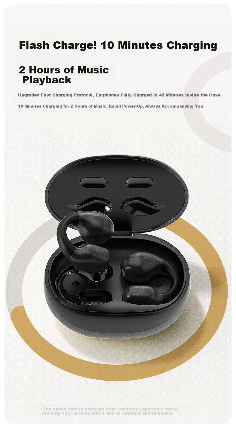 Langston Bluetooth Bone Conduction Clip-On Wireless Open-Ear ENC Noise-Cancelling Call Headphones Black (Pair) 2