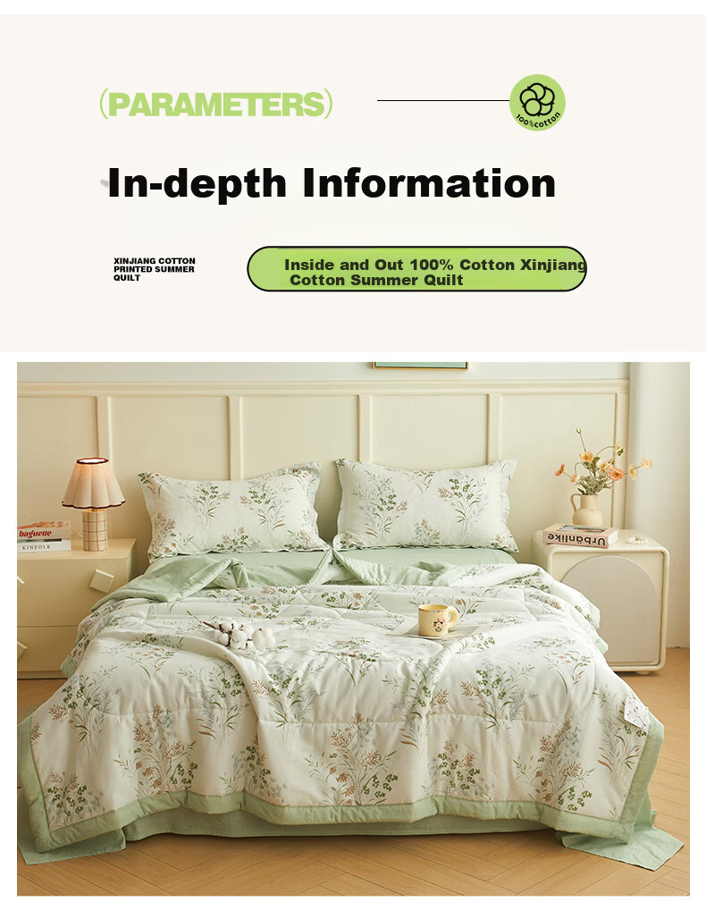 MUJI 100% Xinjiang Cotton Quilt, Pure Cotton Summer Cooling Quilt, 220*240cm 16