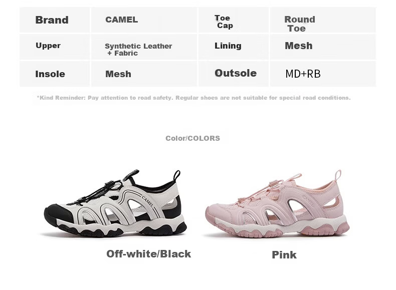 CAMEL Women's Outdoor Hollow Breathable Casual Hiking Sandals L26M076005 Off-White/Black Size 37 16